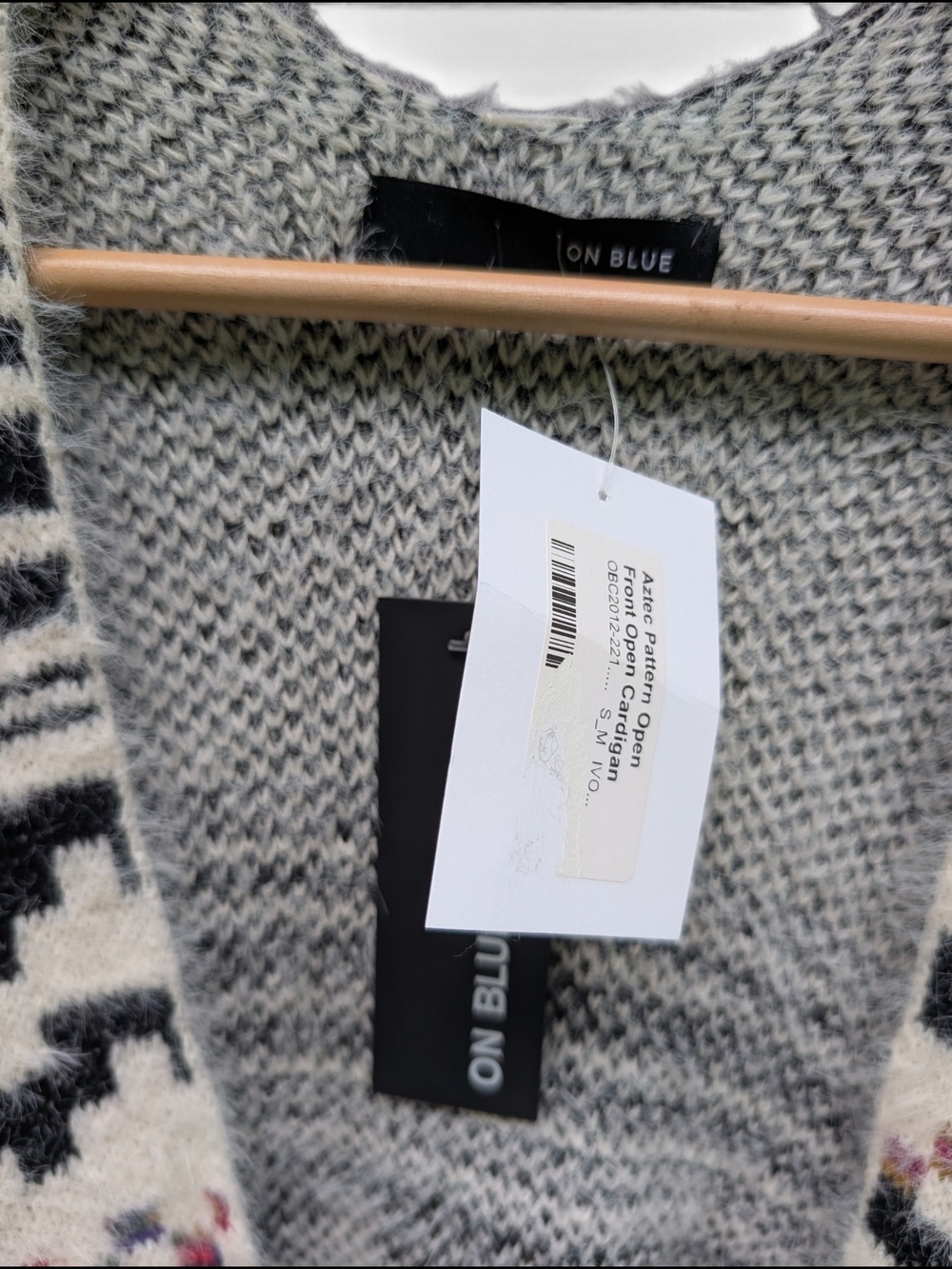Ivory Patterned Open-Front Knit Poncho - Picture 3 of 3